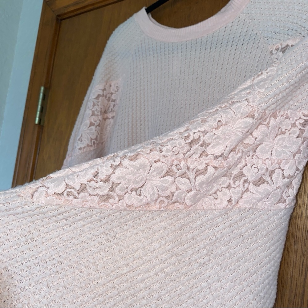 Pink Lace Sleeve Sweater - Picture 2 of 4